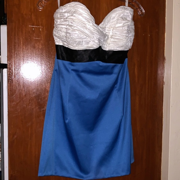 Jessica McClintock Dresses & Skirts - Jessica McClintock for Gunne Sax Strapless Blue/Black/white Satin vintage y2k